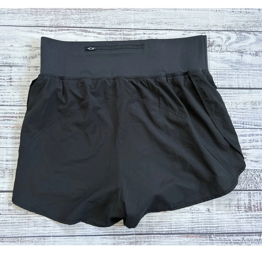 B‎ Fitness Womens XL Black High Waisted Running Zipper Pocket Built-in Shorts